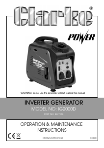 Manual Clarke IG2000D Generator