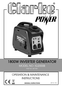 Handleiding Clarke IG2000B Generator