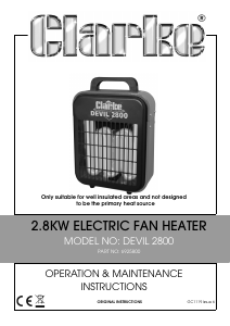 Manual Clarke Devil 2800 Heater