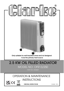 Manual Clarke OFR13/250 Heater