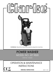 Manual Clarke JET 9500 Pressure Washer