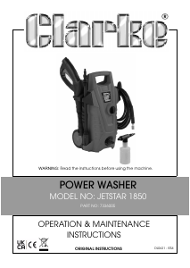 Manual Clarke Jetstar 1850 Pressure Washer