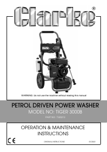 Manual Clarke Tiger 3000B Pressure Washer