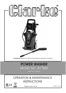 Manual Clarke JET 7500 Pressure Washer