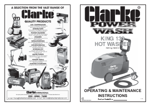 Manual Clarke King 130 Pressure Washer