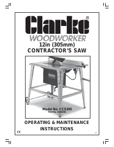 Manual Clarke CCS305 Table Saw