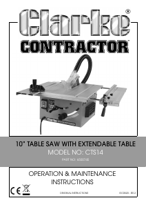 Manual Clarke CTS14 Table Saw