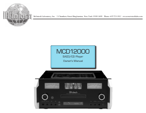 Handleiding McIntosh MCD12000 CD speler