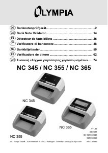 Manual de uso Olympia NC 355 Detector de dinero falso