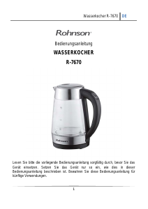 Bedienungsanleitung Rohnson R-7670 Wasserkocher