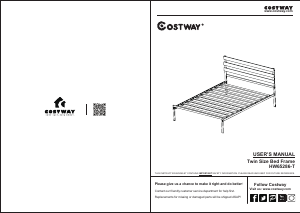 Manual Costway HW65286-TA Bed Frame