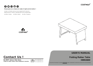 Manual Costway HW63889B Coffee Table