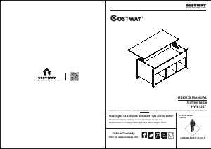 Manual Costway HW61337BKB Coffee Table