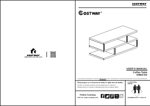 Manual Costway HW63102B Coffee Table