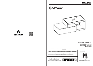 Manual Costway HV10003A Coffee Table