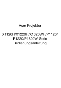 Bedienungsanleitung Acer X1320WH Projektor