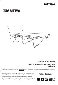 Manual Giantex JV10120BLA Day Bed