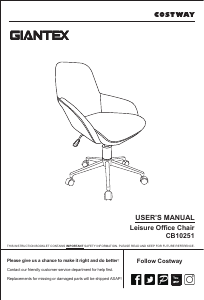 Manual Giantex CB10251GRA Office Chair