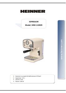 Manual Heinner HEM-1100CR Espresso Machine