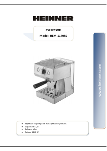 Handleiding Heinner HEM-1140SS Espresso-apparaat