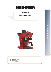 Instrukcja Heinner HEM-200RD Ekspres do espresso