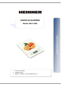 Handleiding Heinner HKS-5-ORG Keukenweegschaal