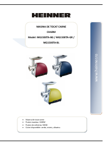 Instrukcja Heinner MG1500TA-BL Maszynka do mielenia