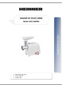 Manual Heinner MG-1340WH Meat Grinder