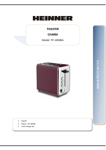 Manual Heinner TP-1000BG Toaster