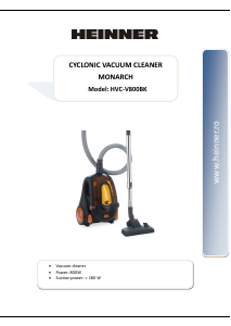 Manual Heinner HVC-V800BK Vacuum Cleaner