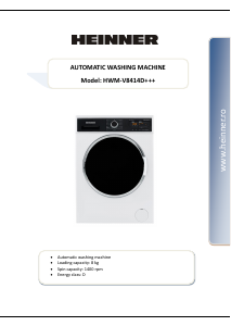 Manual Heinner HWM-V8414D+++ Mașină de spălat