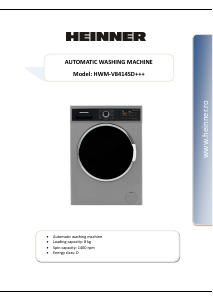 Manual Heinner HWM-V8414SD+++ Mașină de spălat