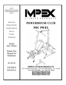 Manual Impex PHC-PWR5 Multi-gym