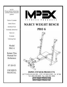 Manual Impex MWB-PRO6 Multi-gym