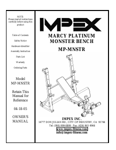 Handleiding Impex MP-MNSTR Fitnessapparaat