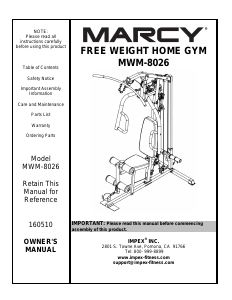 Manual Marcy MWM-8026 Multi-gym