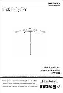 Manual Patiojoy OP70682BEA Garden Parasol