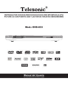 Manual de uso Telesonic DVD-833 Reproductor DVD