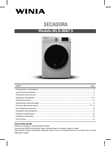 Manual de uso Winia WLD-80KCS Secadora
