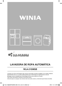 Manual de uso Winia WLA-21GMGB Lavadora