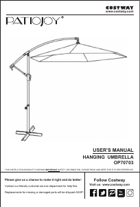 Manual Patiojoy OP70703WNA Garden Parasol