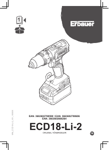 Kullanım kılavuzu Erbauer ECD18-Li-2 Matkap tornavida