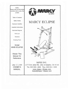 Handleiding Marcy MWB-ECLIPSE Fitnessapparaat