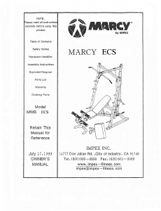 Handleiding Marcy MWB-ECS Fitnessapparaat
