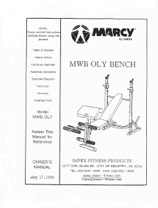 Manual Marcy MWB-OLY Multi-gym