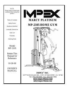 Manual Impex MP-2105 Multi-gym