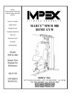 Handleiding Impex MWM-980 Fitnessapparaat