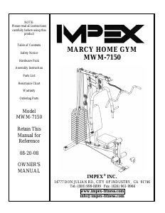 Handleiding Impex MWM-7150 Fitnessapparaat
