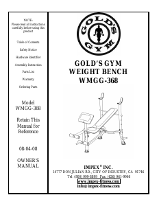 Handleiding Gold's Gym WMGG-368 Fitnessapparaat