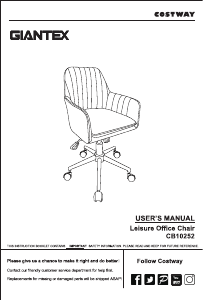 Manuale Giantex CB10252BLA Sedia da ufficio